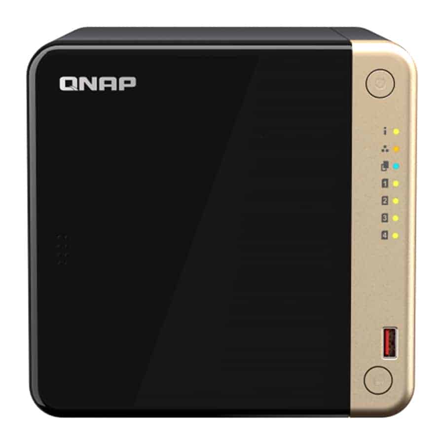 4 Bay QNAP TS-464-8G NAS Enclosure, 8GB RAM, Celeron N5095 Quad Core, 4x SATA III, 2x M.2, 2x 2.5GbE, USB 3.2 Gen2, HDMI